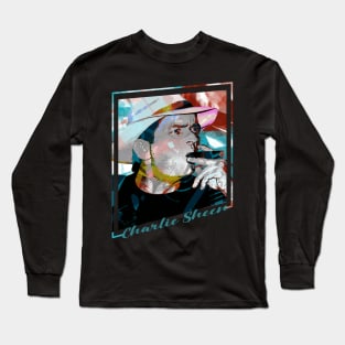 Charlie Sheen-Abstract Expressionist Potrait Long Sleeve T-Shirt